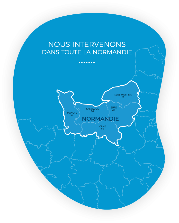 Carte de la Normandie : zone d'intervention de SEGID Propreté